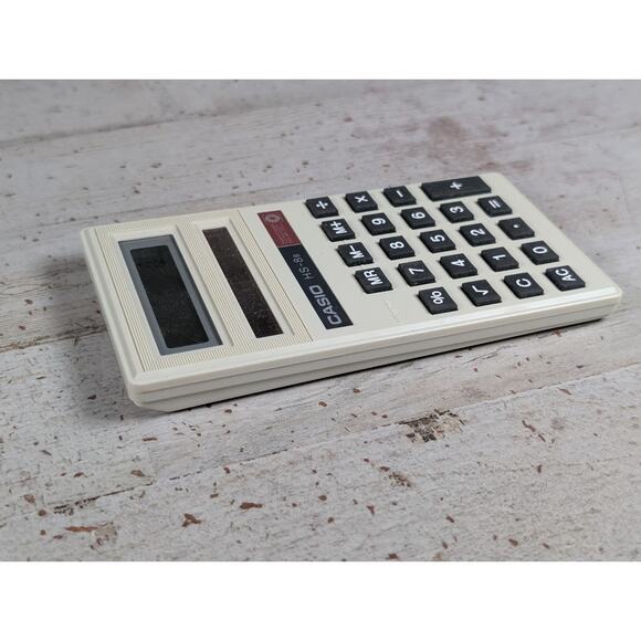 Casio HS-8B Solar Electronic Calculator - Beige - w Box - Vintage - Picture 4 of 9